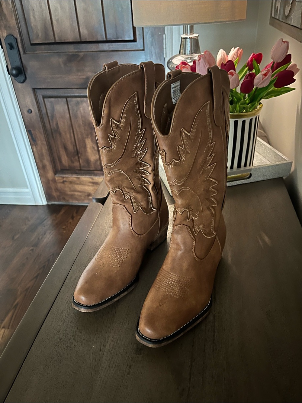 DREAM PARIS Cowboy Boots for Women Cowgirl Western Mid Calf Boots Snip Toe - Picture 3 of 15